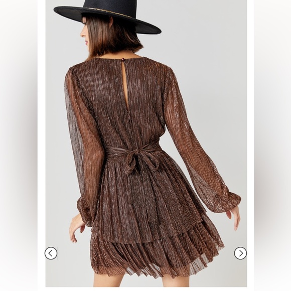 Francesca metallic v neck Josephine shimmer dress - Picture 2 of 8